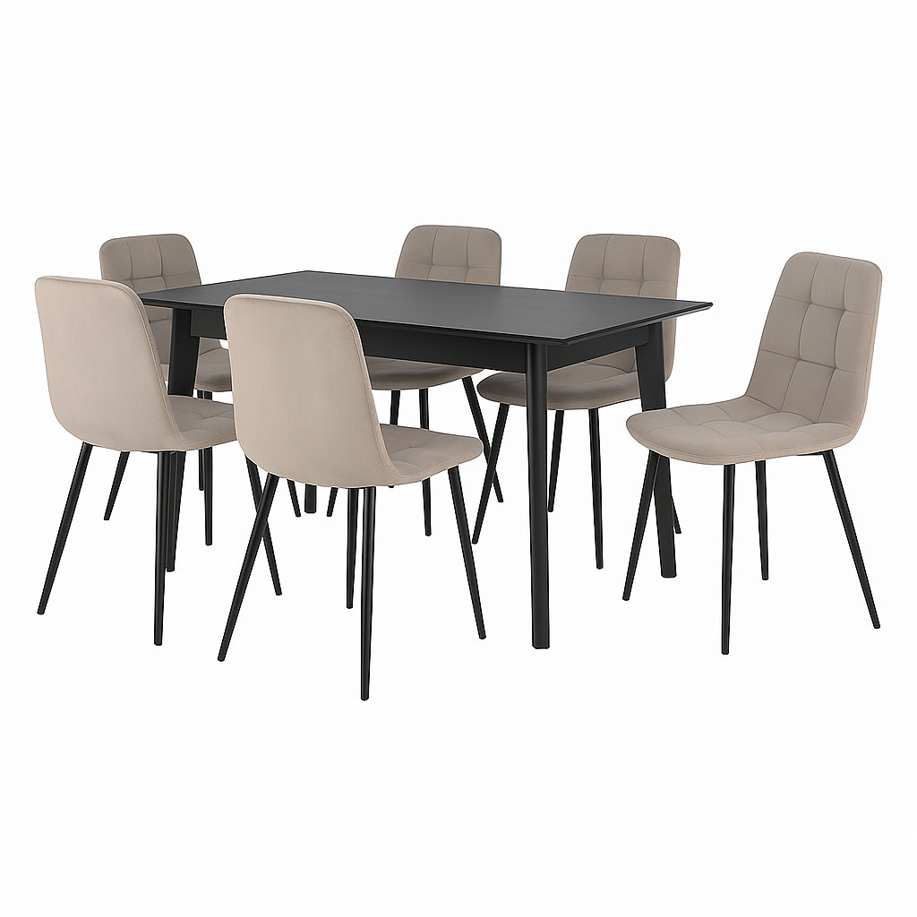 მაგიდა Osten და 6 სკამი Ted