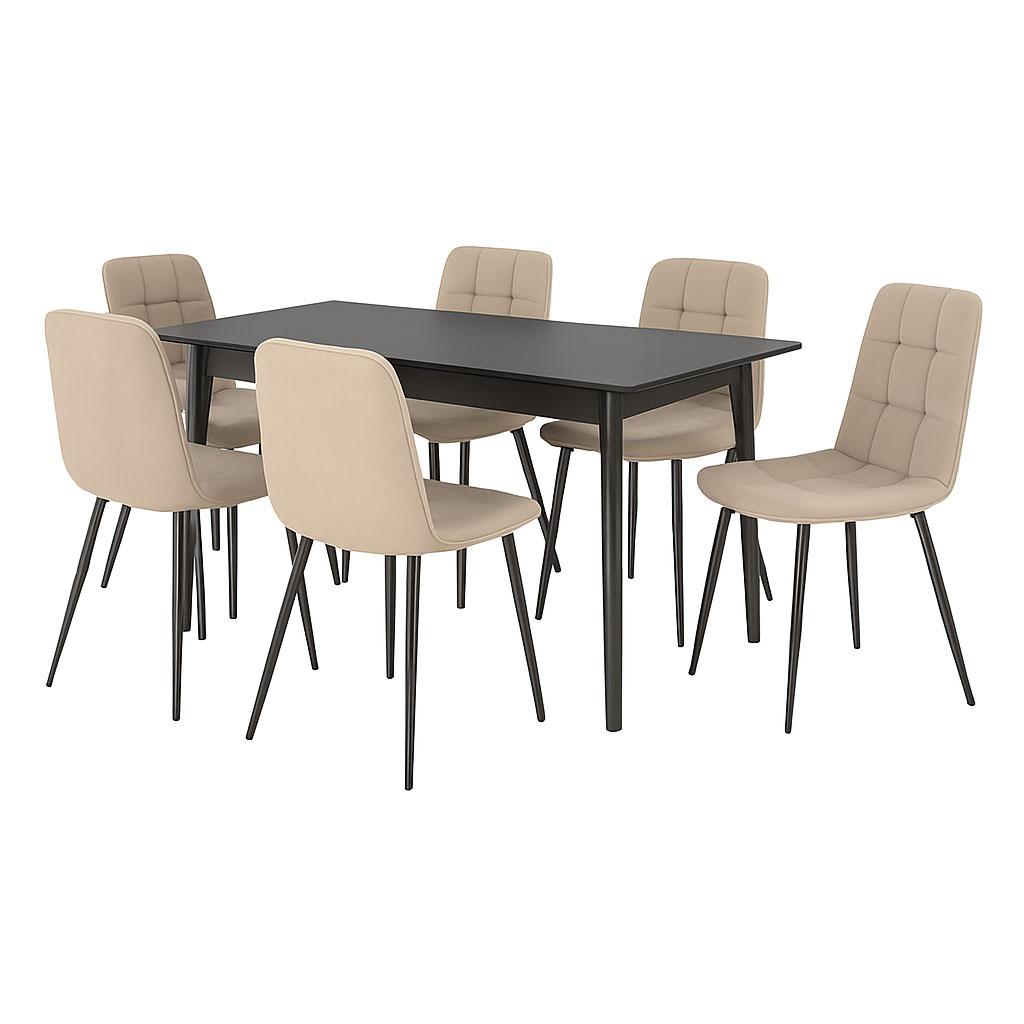 მაგიდა Osten და 6 სკამი Ted