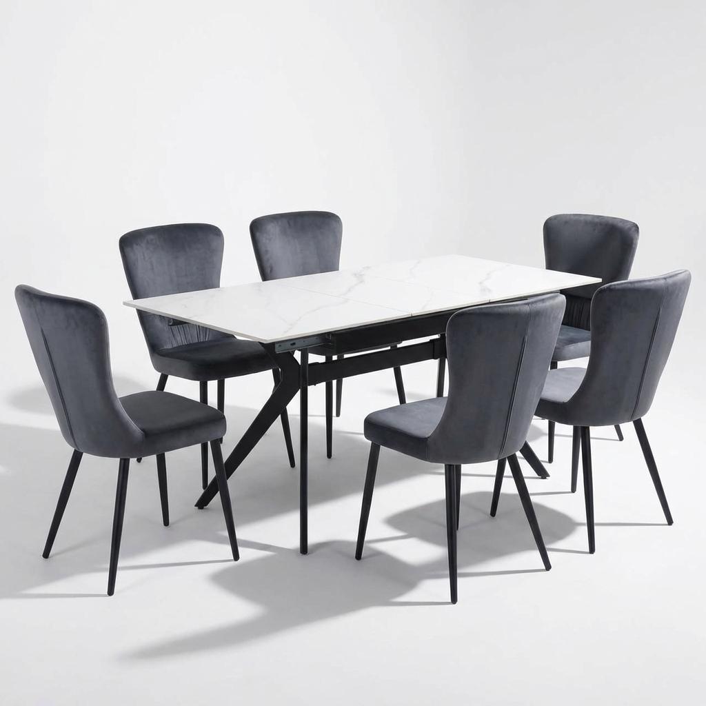 კომპლექტი მაგიდა Mils და 6 სკამი Mia