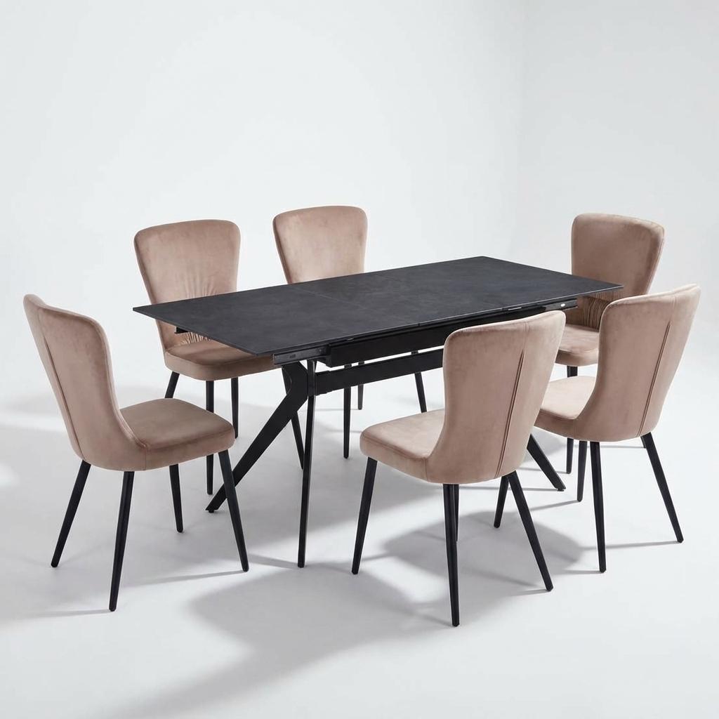 კომპლექტი მაგიდა Mils და 6 სკამი Mia