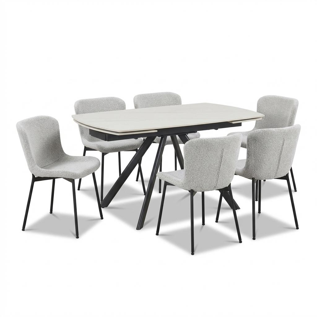 კომპლექტი მაგიდა Ursa და 6 სკამი Fix