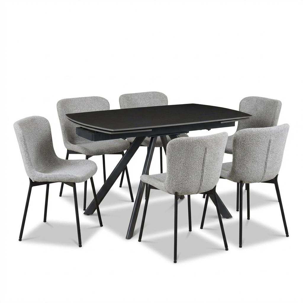 კომპლექტი მაგიდა Ursa და 6 სკამი Fix